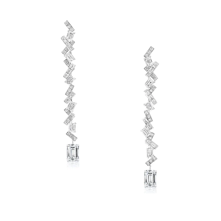 Emerald Diamond Drop Earrings