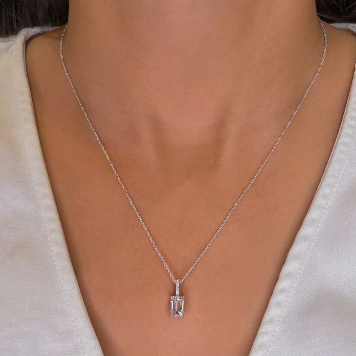 Emerald Diamond Drop Pendant - Image 2