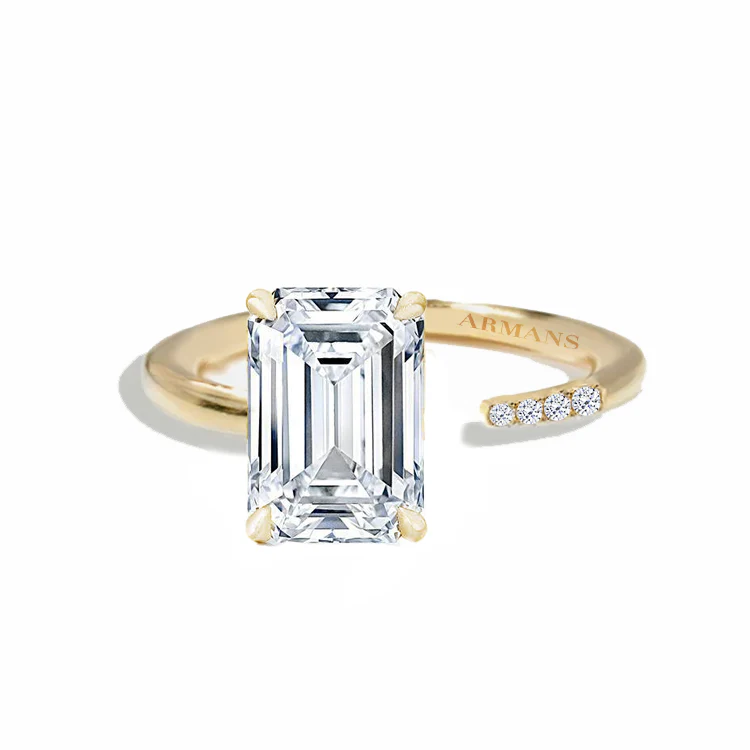 Emerald Diamond Split Engagement Ring