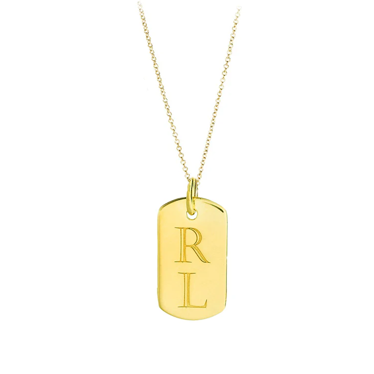 Engraved Double Initial Dog Tag