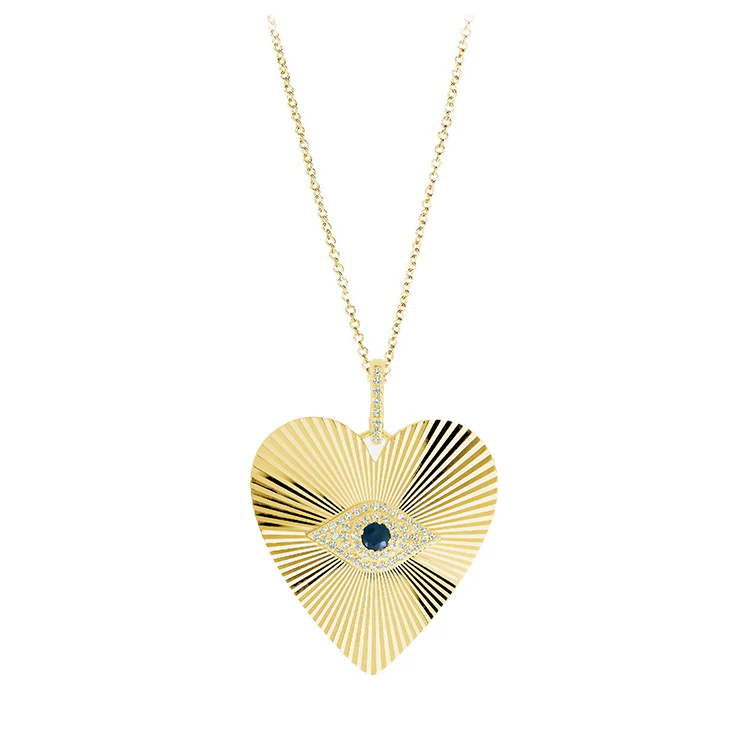 Evil Eye Fluted Heart Necklace