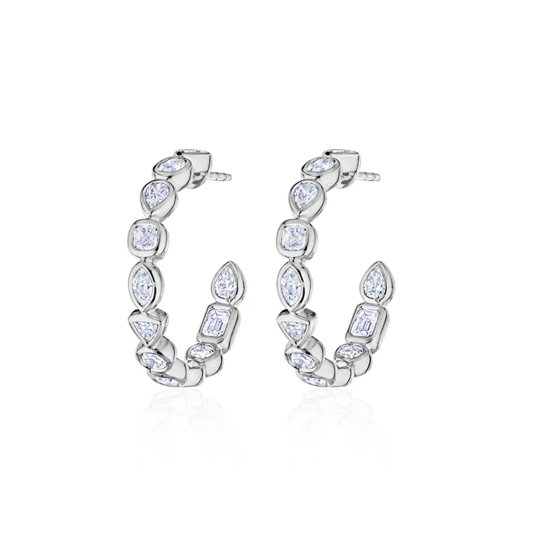 Fallon Bezel Set Diamond Hoops - Image 2