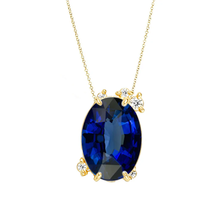 Fire Fly Oval Blue Sapphire Necklace
