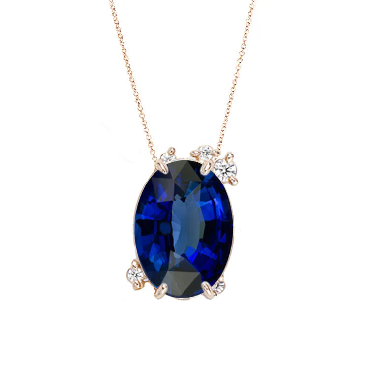Fire Fly Oval Blue Sapphire Necklace - Image 2