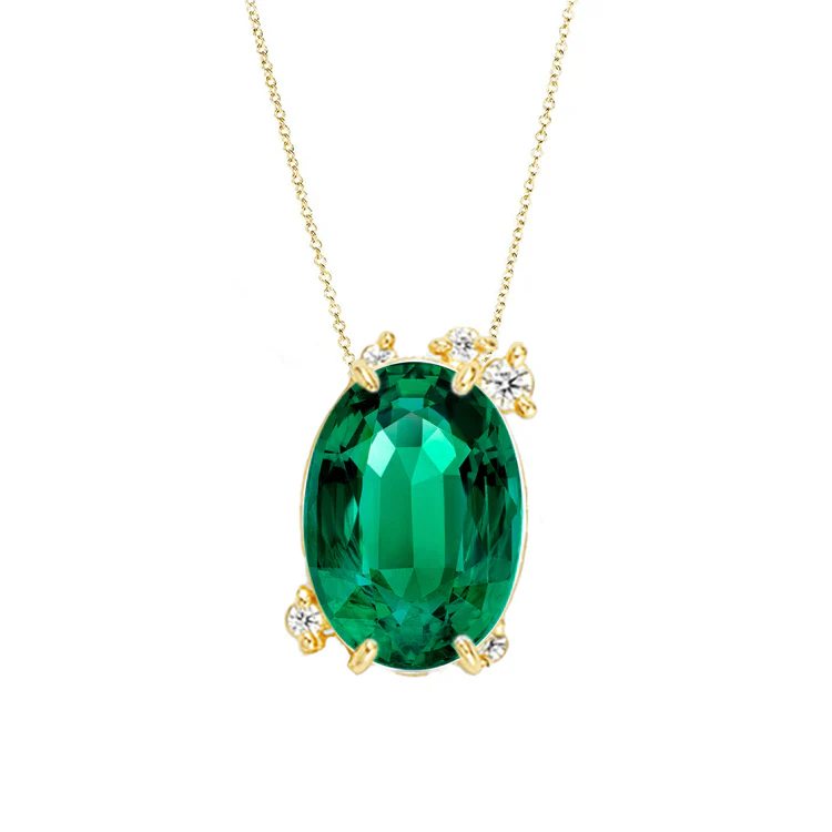 Fire Fly Oval Green Emerald Necklace - Image 2