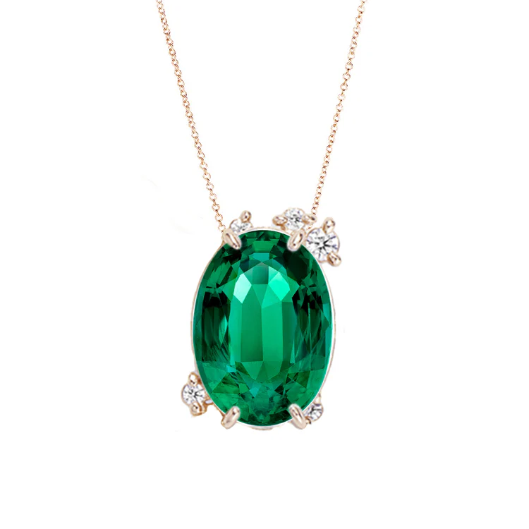 Fire Fly Oval Green Emerald Necklace - Image 3