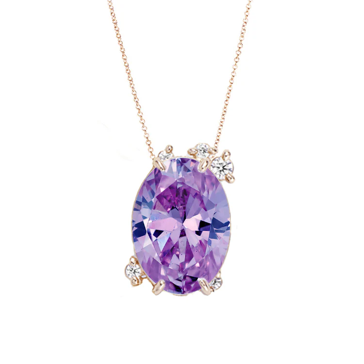 Fire Fly Oval Purple Sapphire Necklace