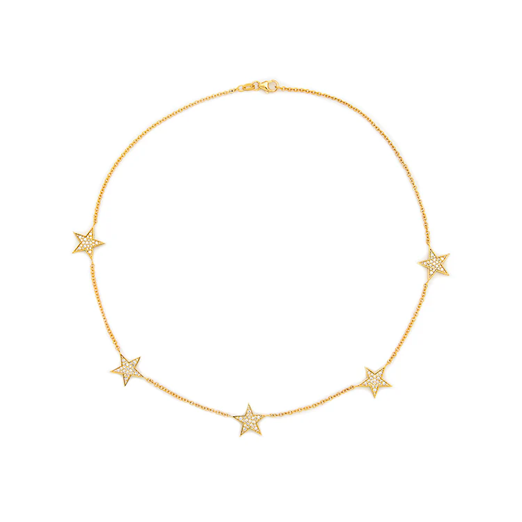 Five Diamond Stars Necklace