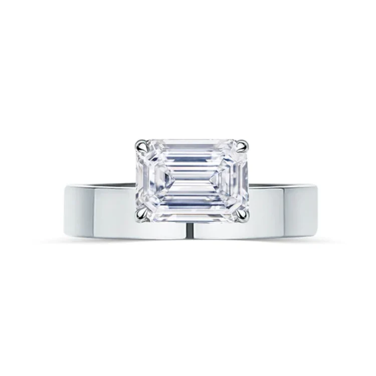 Floating Diamond Emerald Band - Image 2