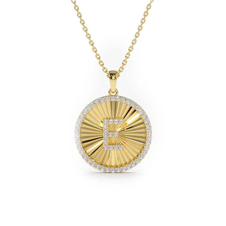 Fluted Diamond Initial Disc Pendant