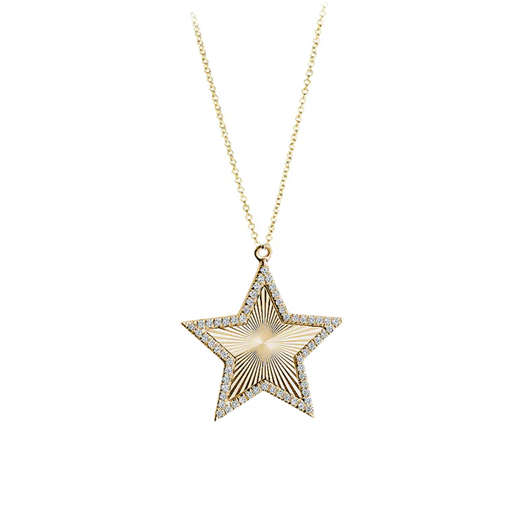 Fluted Diamond Star Necklace