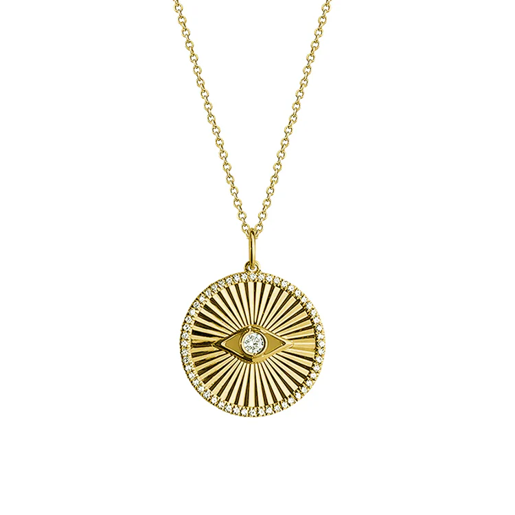 Fluted Evil Eye Disc Necklace