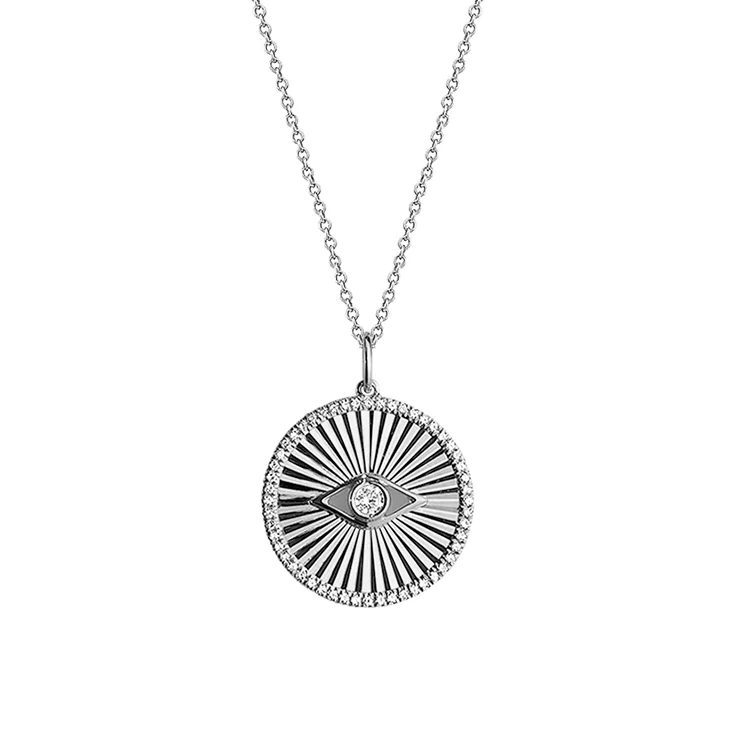 Fluted Evil Eye Disc Necklace - Image 3