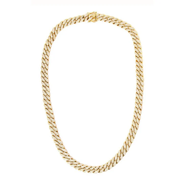Gold Cuban Chain Link Diamond Necklace