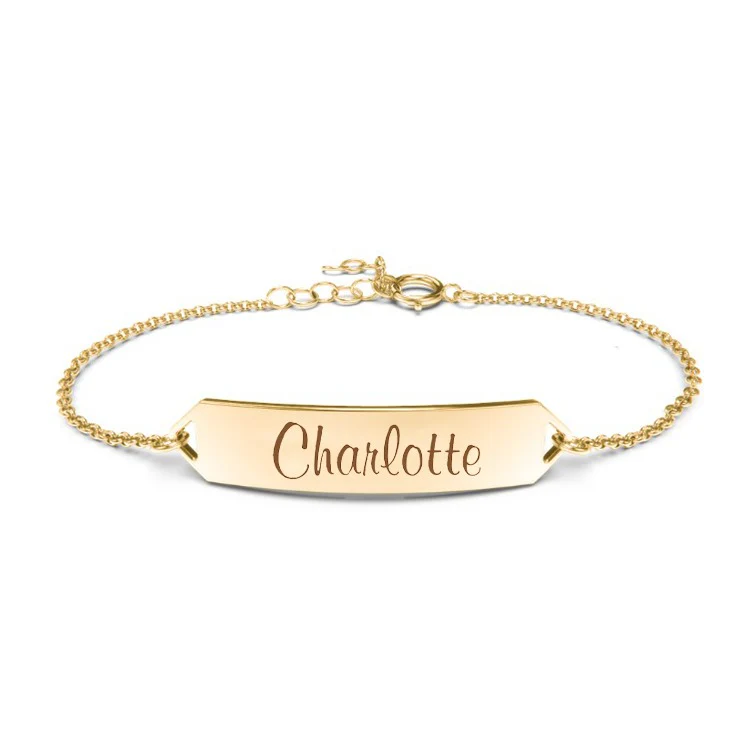 Gold Engraved Baby Nameplate Bracelet
