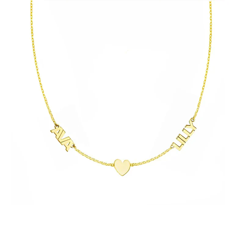 Gold Multi-Name Heart Necklace