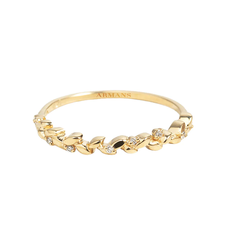 Golden Leaf Vine Diamond Band