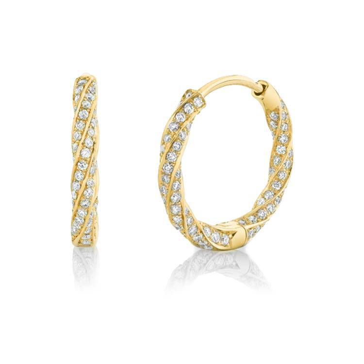 Golden Twist Diamond Huggies