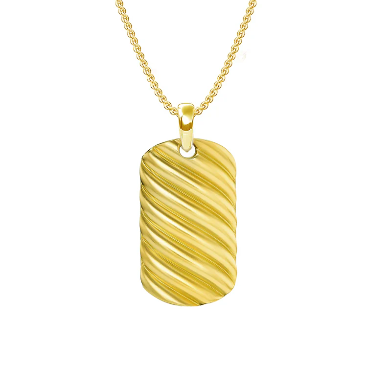 Golden Wave Dog Tag Necklace