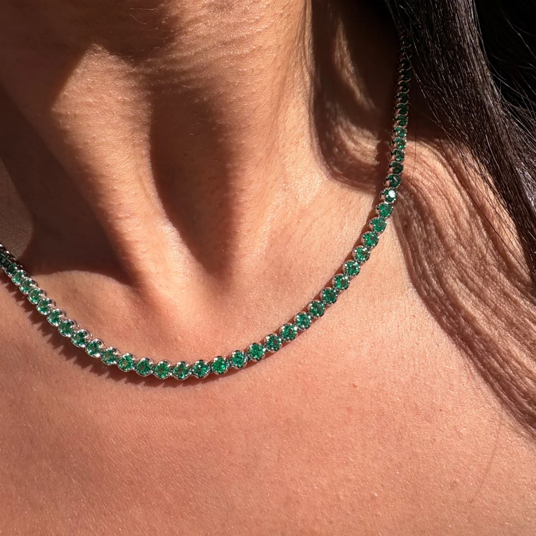 Green Emerald Tennis Necklace - Image 2