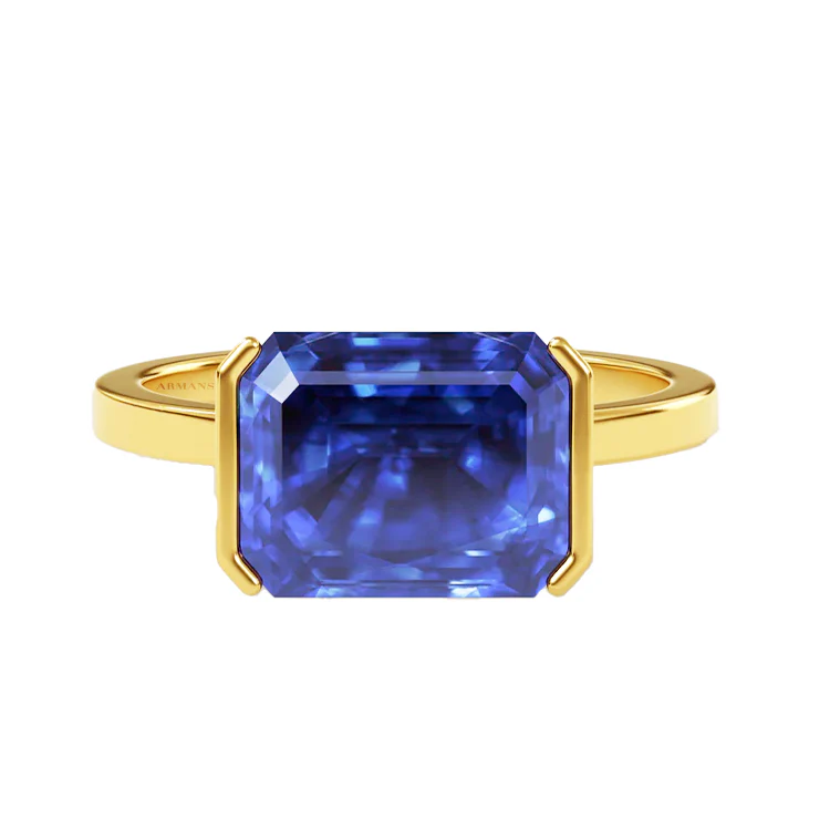 Half Bezel Anastasia Blue Sapphire Engagement Ring