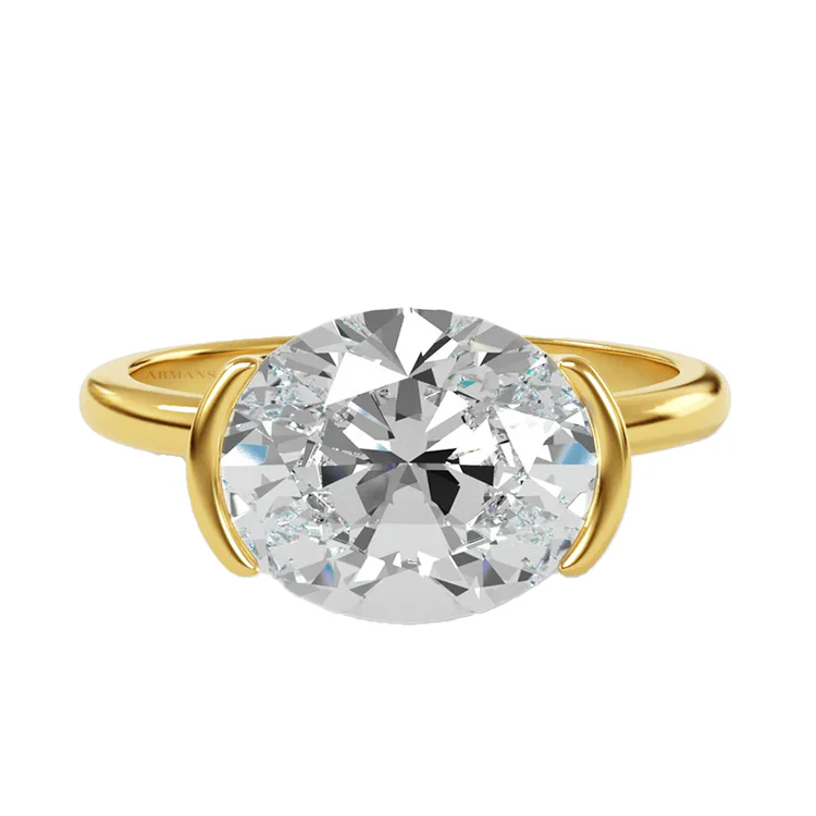 Half Bezel Ivy Oval Lab Grown Engagement Ring