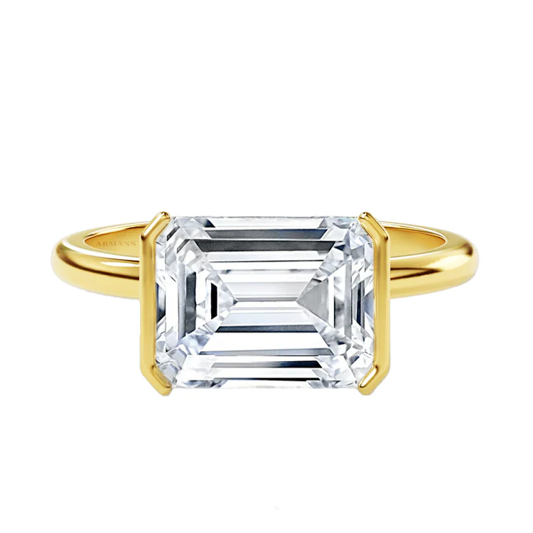 Half Bezel Seraphina Lab Grown Emerald Engagement Ring