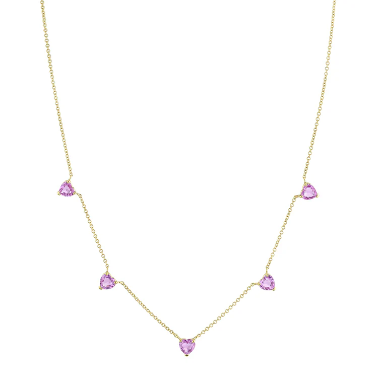 Heart Necklace With Pink Sapphires