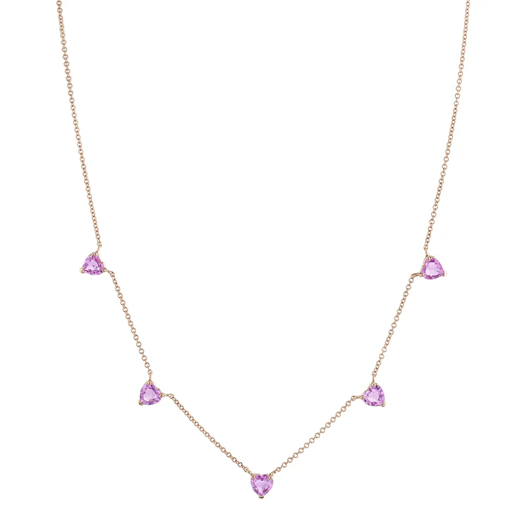 Heart Necklace With Pink Sapphires - Image 2