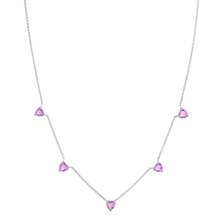 Heart Necklace With Pink Sapphires - Image 3