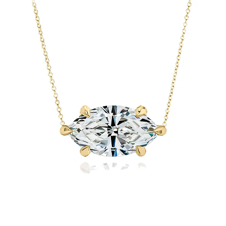 Horizontal Marquise Solitaire Diamond Necklace