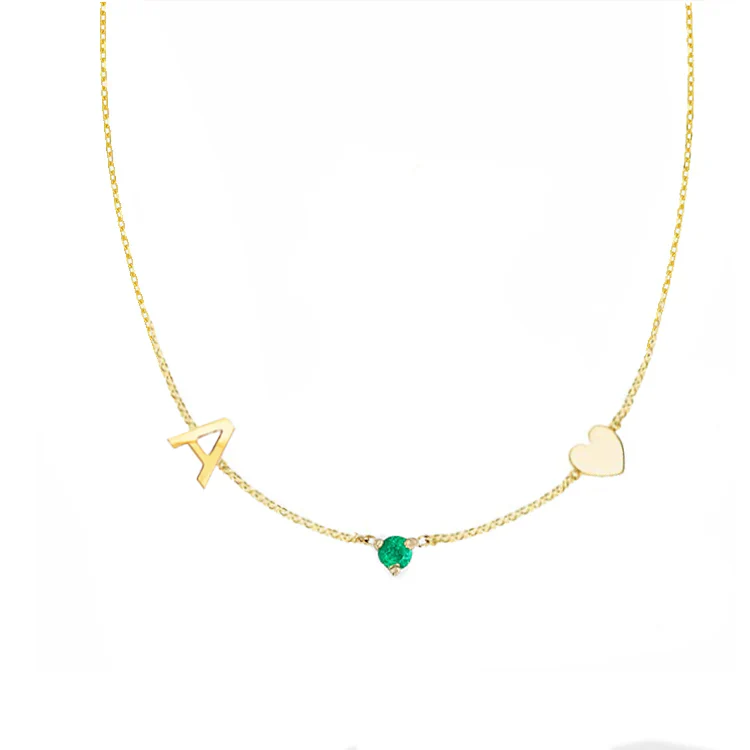 Initial & Heart Birthstone Necklace - Image 6