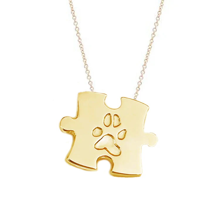 Jigsaw Pendant With Paw Print Engraving