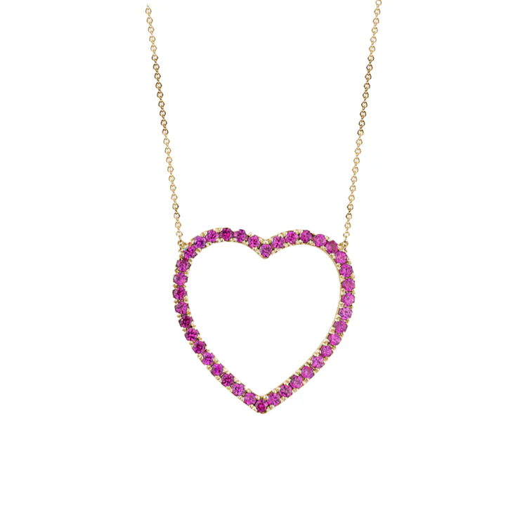 Jumbo Pink Sapphire Heart Necklace
