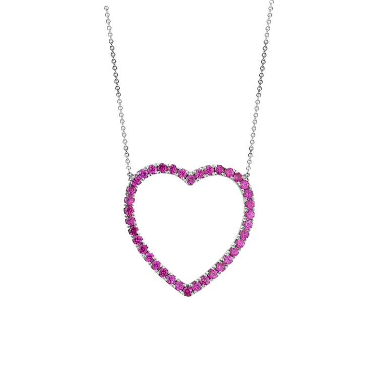 Jumbo Pink Sapphire Heart Necklace - Image 2