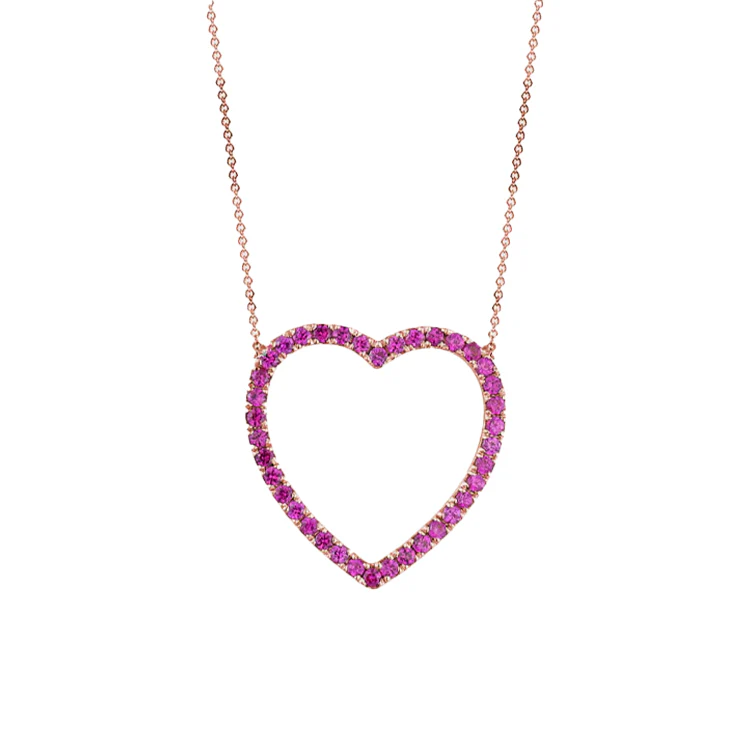 Jumbo Pink Sapphire Heart Necklace - Image 3