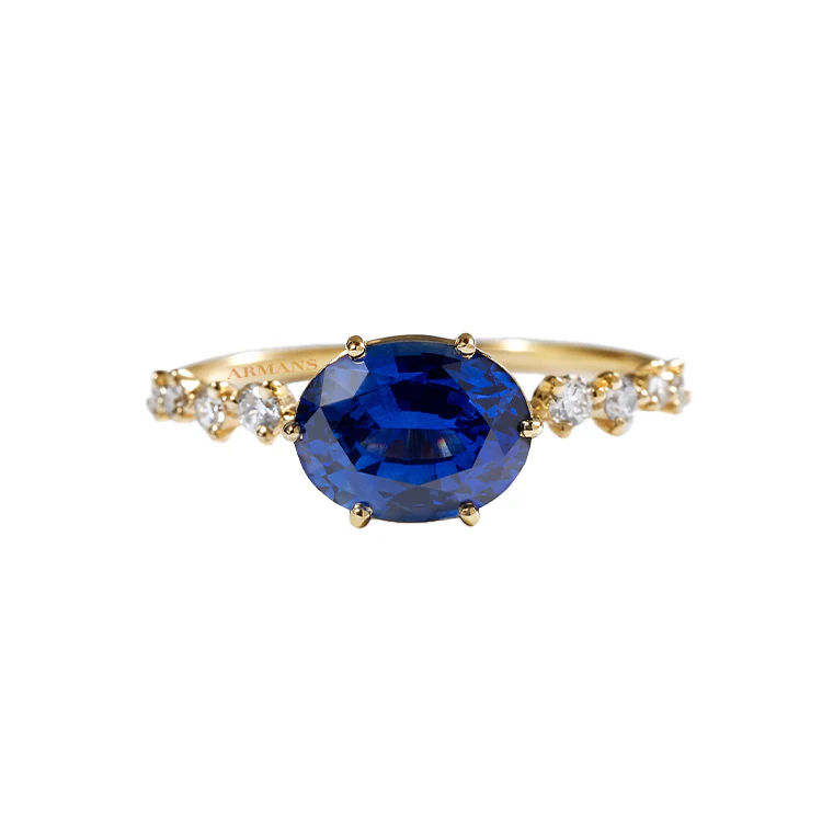 Lab Grown Celeste Blue Sapphire Diamond Engagement Ring