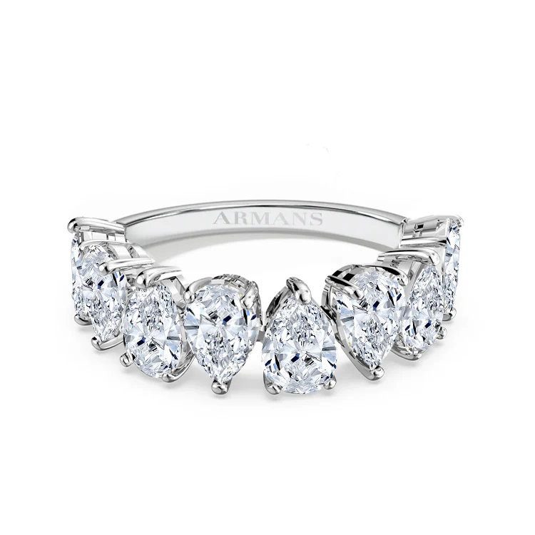 Large Pear Half Diamond Band
