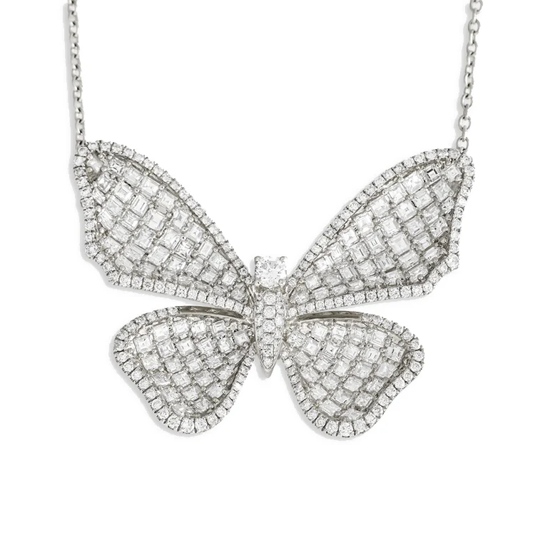 Long Winged Diamond Butterfly Necklace - Image 2