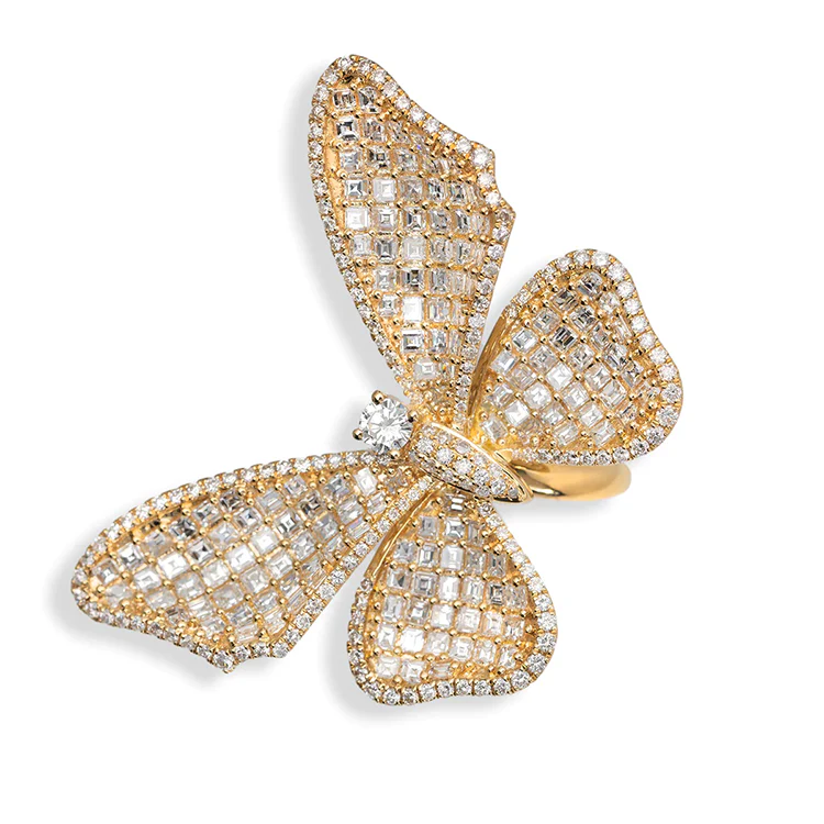 Long Winged Diamond Butterfly Ring - Image 2