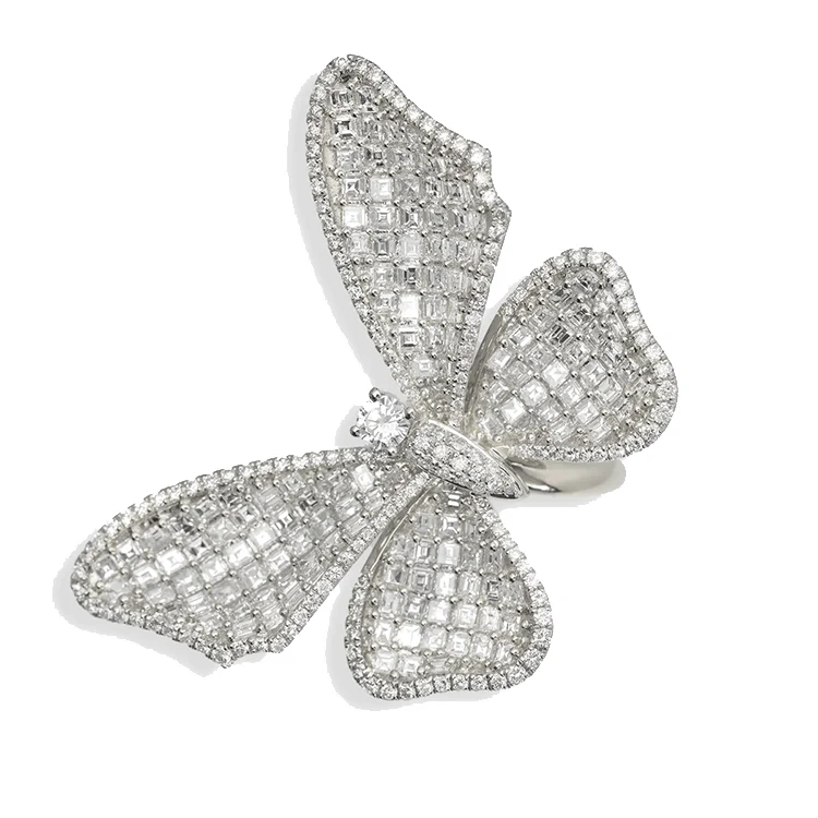 Long Winged Diamond Butterfly Ring - Image 3
