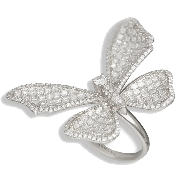 Long Winged Diamond Butterfly Ring - Image 5