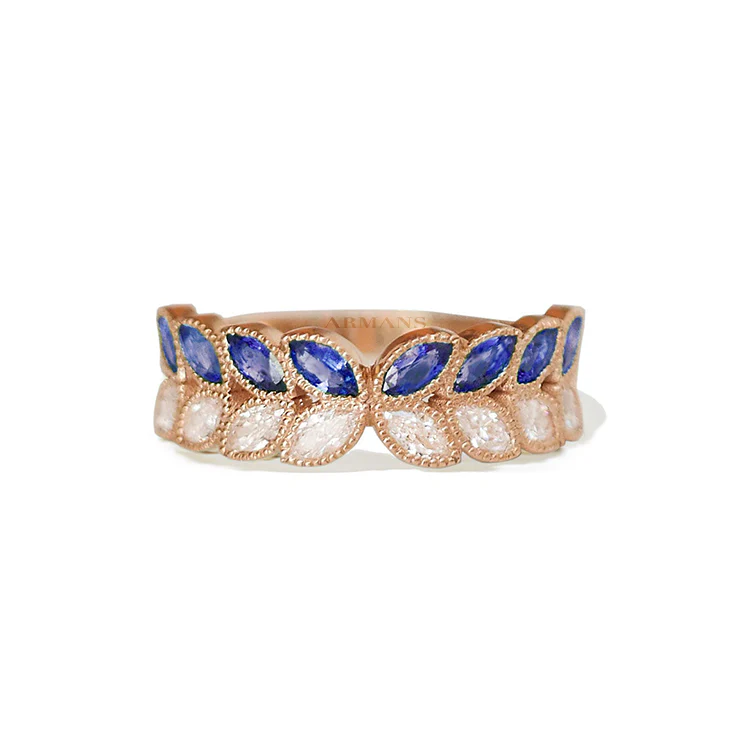 Marquise Diamond and Blue Sapphire Butterfly Band - Image 2