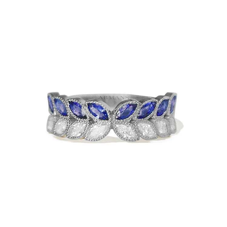 Marquise Diamond and Blue Sapphire Butterfly Band - Image 3
