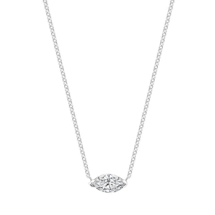 Marquise Solitaire Diamond Necklace - Image 3
