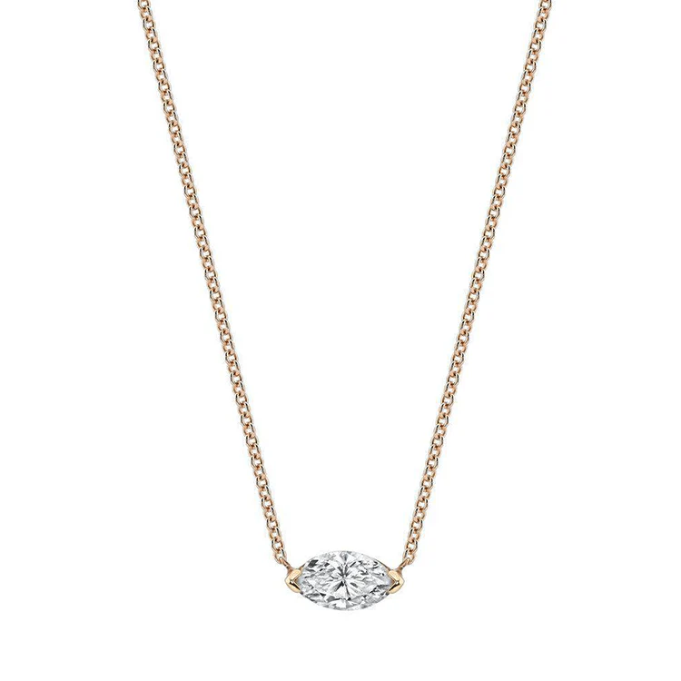 Marquise Solitaire Diamond Necklace - Image 4