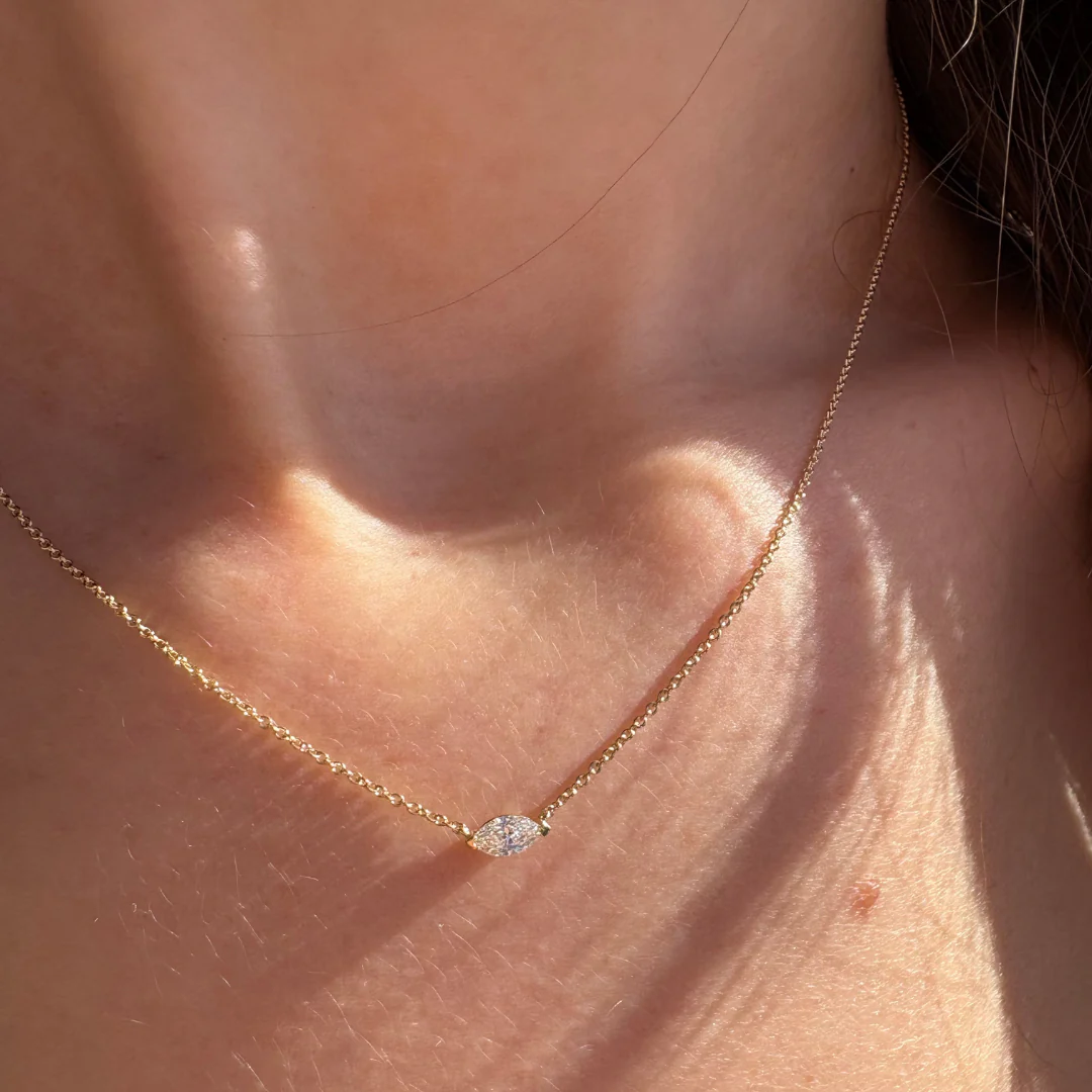 Marquise Solitaire Lab Grown Diamond Necklace - Image 5
