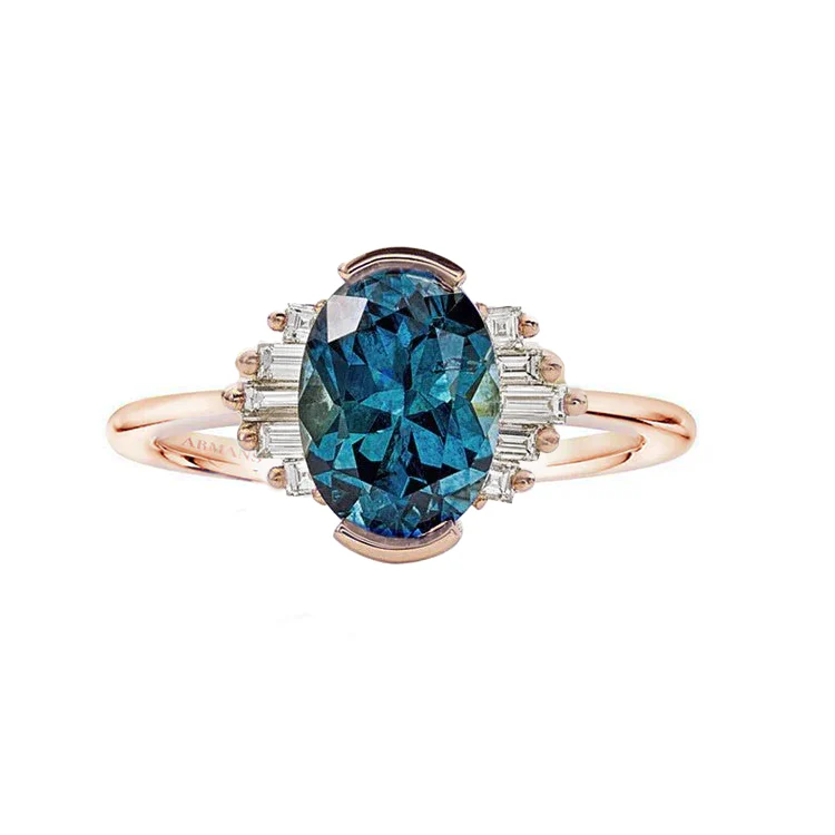 Melody Teal Sapphire Diamond Ring - Image 3