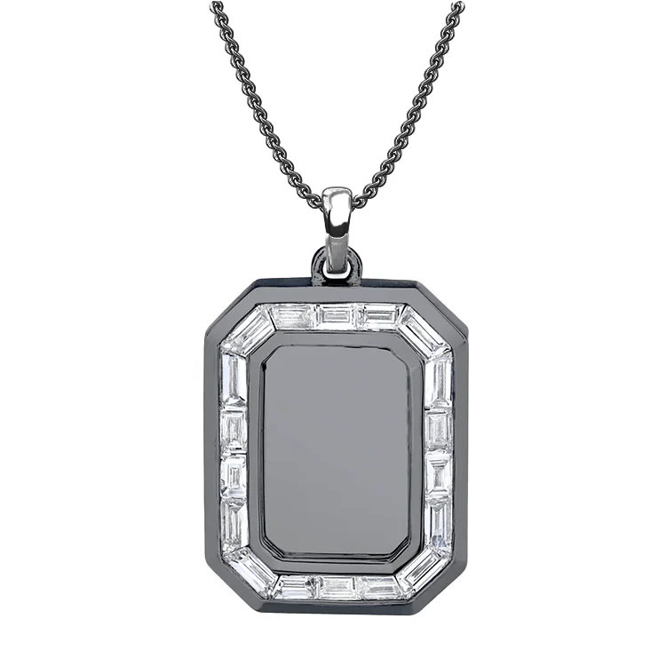 Men's Baguette Diamond Nameplate Necklace