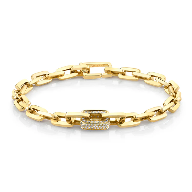 Men's Chain Link Bracelet with Pavé Diamonds
